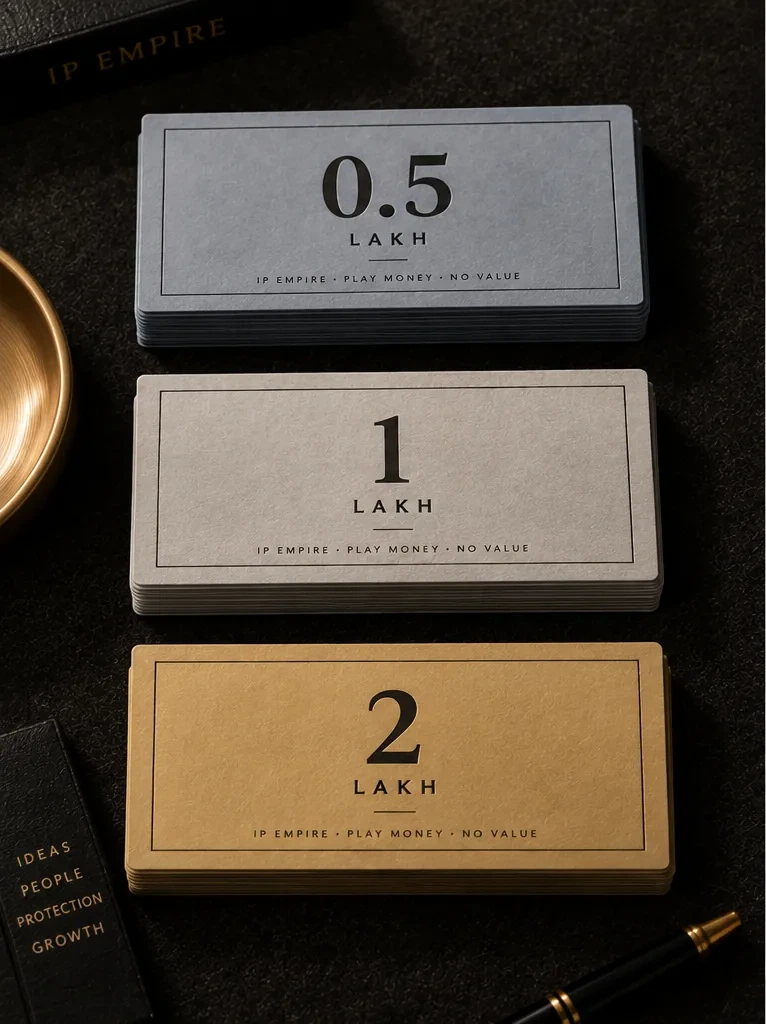 IP Empire cash notes in three denominations