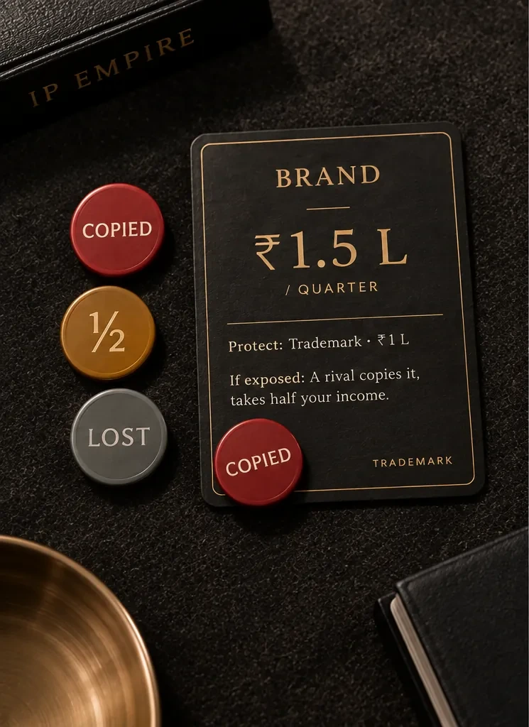 COPIED, half-income and LOST status chips